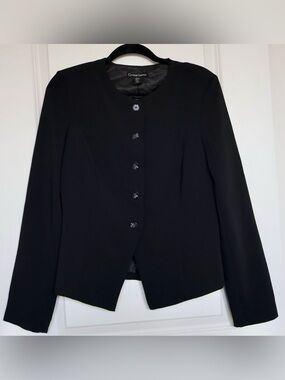 Christian Lacroix Black Round-Neck Button Blazer Jacket